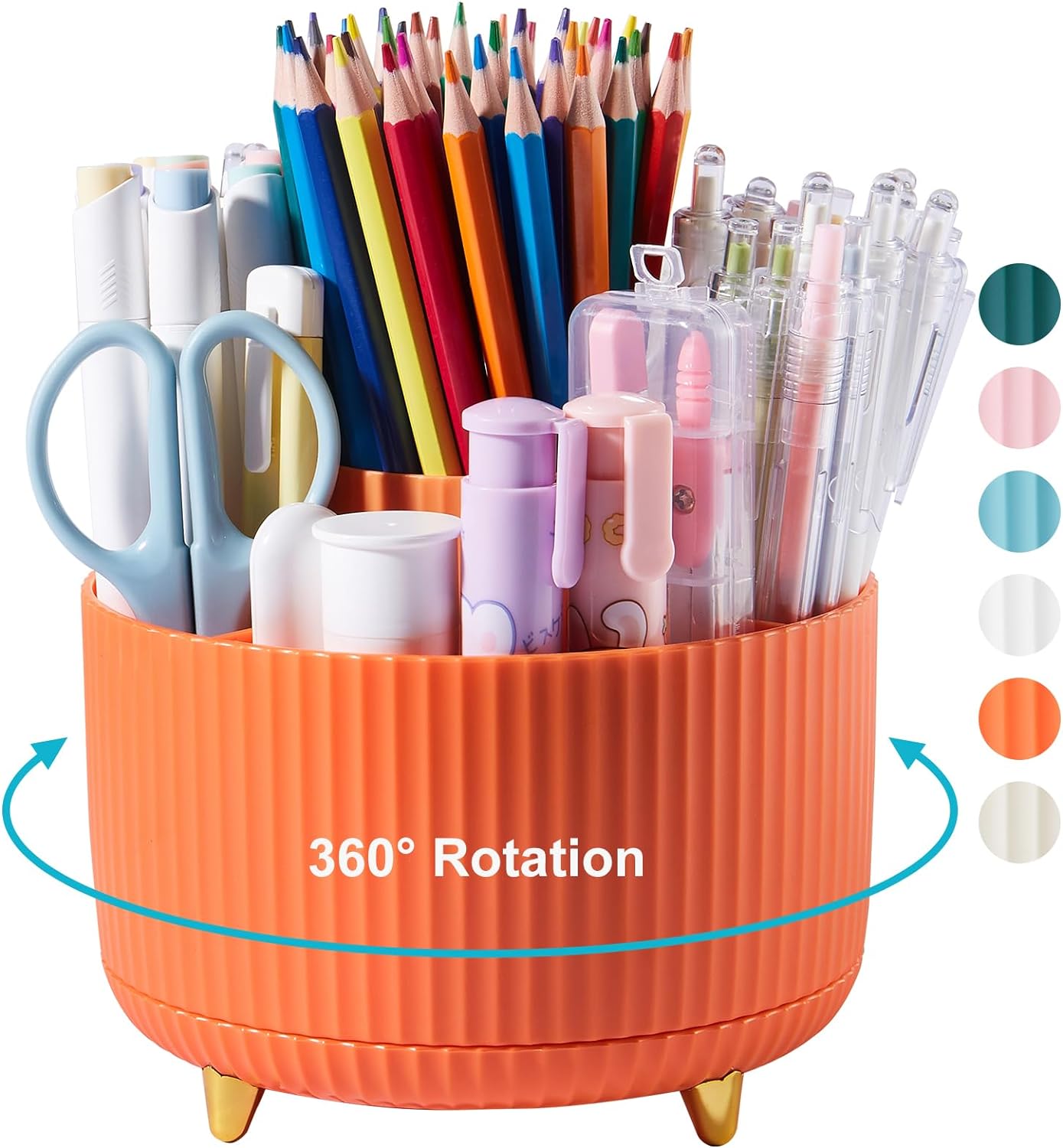 Desk Pencil Pen Holder, Rotating Desk Pen Organizers for Desk, Desktop Storage, Stationery Supplies for Office, School, Home -5 Slots Desk Pencil Pen Holder, Rotating Desk Pen Organizers for Desk, Desktop Storage, Stationery Supplies for Office, School, Home -5 Slots